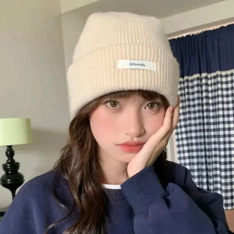 YISON High Quality 100% Wool Knitted Hat for Women and Men Casual Beanie Hat Cap Winter Soft Warm Unisex Winter Gifts