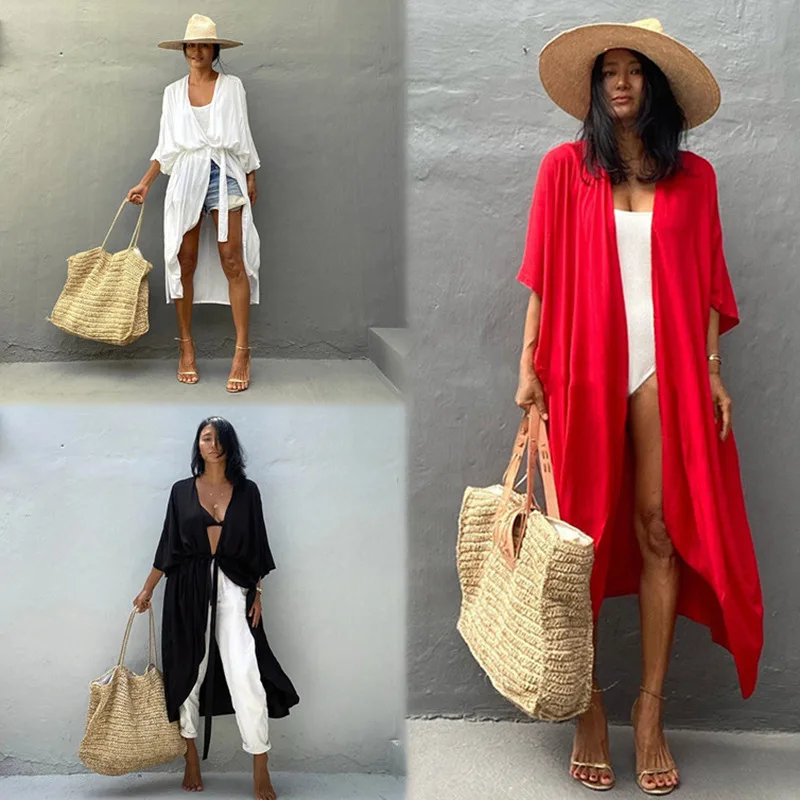 

Women's Long Cardigan Hollowed Out Beach Holiday Long Cardigan Spring/Summer Thin Sun Protection Shirt Fringe Long Cardigan