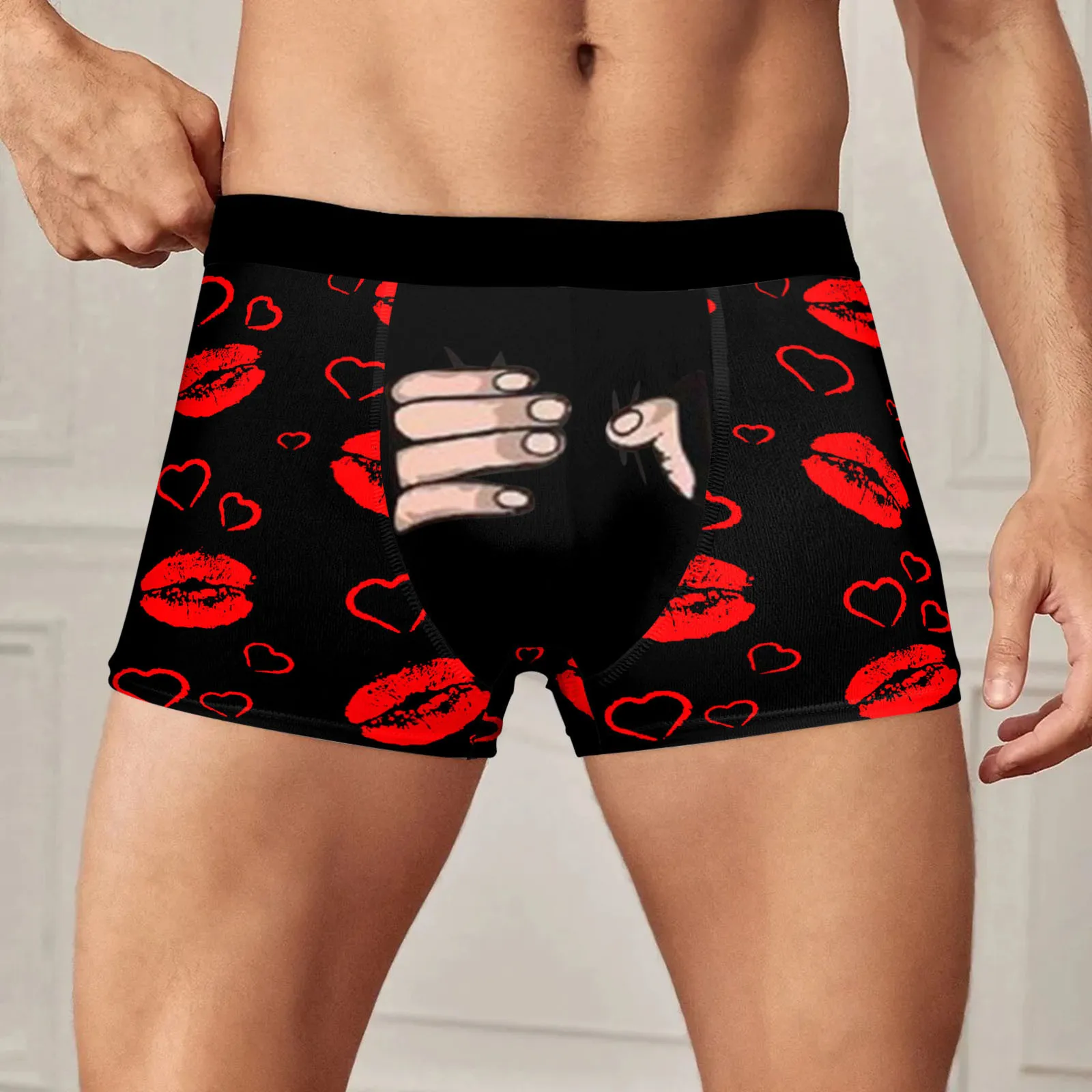 Mens Fashion Casual Comfort Valentines Day Printed Underwear