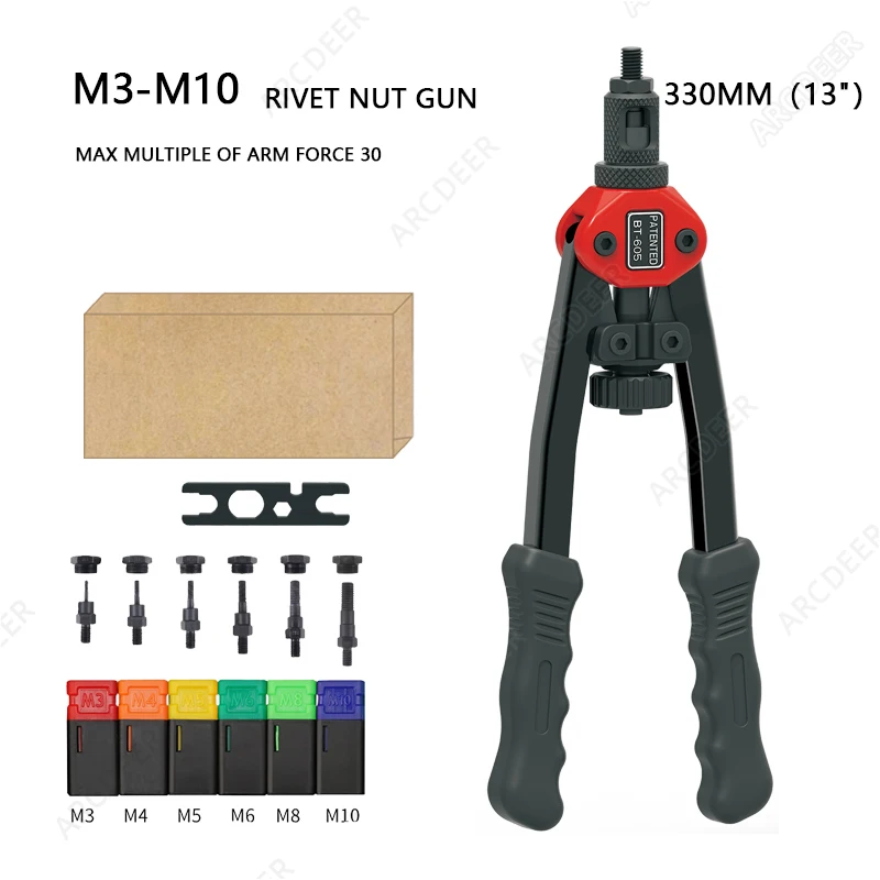 

Ручной заклепочник BT-605, заклепочный пистолет, ручной заклепочный станок, заклепочные инструменты M3-M10, промышленный заклепочный инструмент с функцией экономии усилий