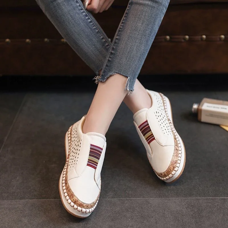 Women's Sneakers Autumn Vulcanized Shoes Hollow Out Casual  Ladies Shoes Slip on Fashion Elastic Breathable Female Footwear