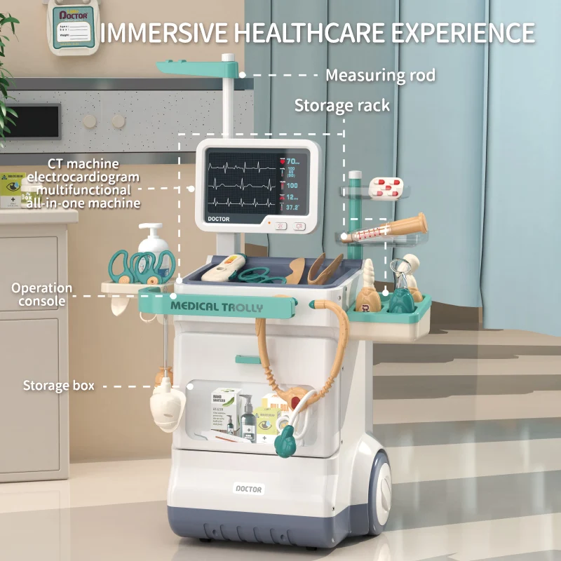 Children's little doctor play toy boys and girls puzzle over family parent-child games measure height wheel push-pull sliding 3