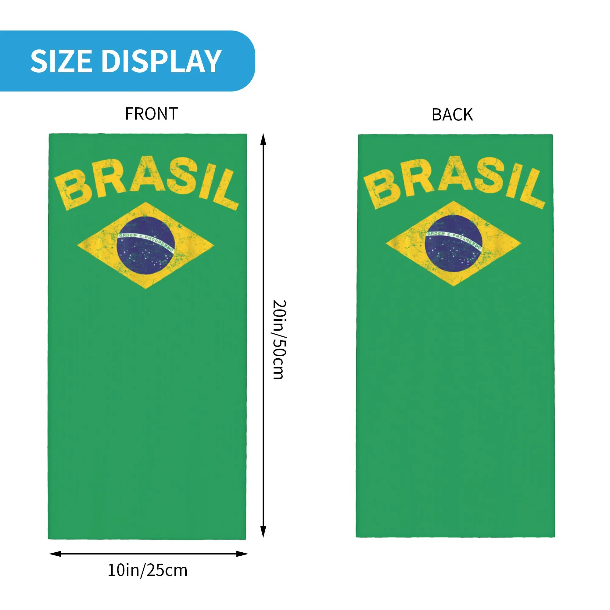 Brazilian Flag of Brazil BR Pride Bandana Neck Cover Printed Souvenir Balaclavas Wrap Scarf Headwear Fishing for Men Women Adult