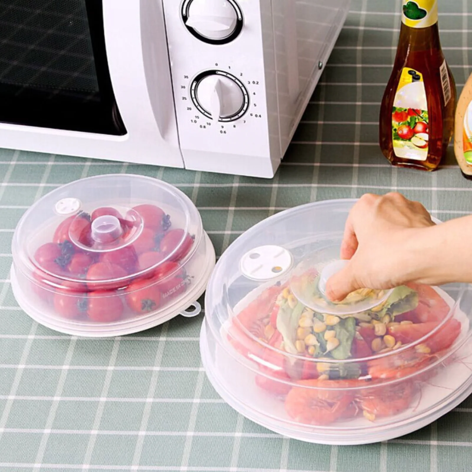 

2pcsMicrowave Dish Cover Refrigerator Microwave Transparent Splash-proof Food Oven Cover Lid Cold & Heat Resistant Kitchen Tools