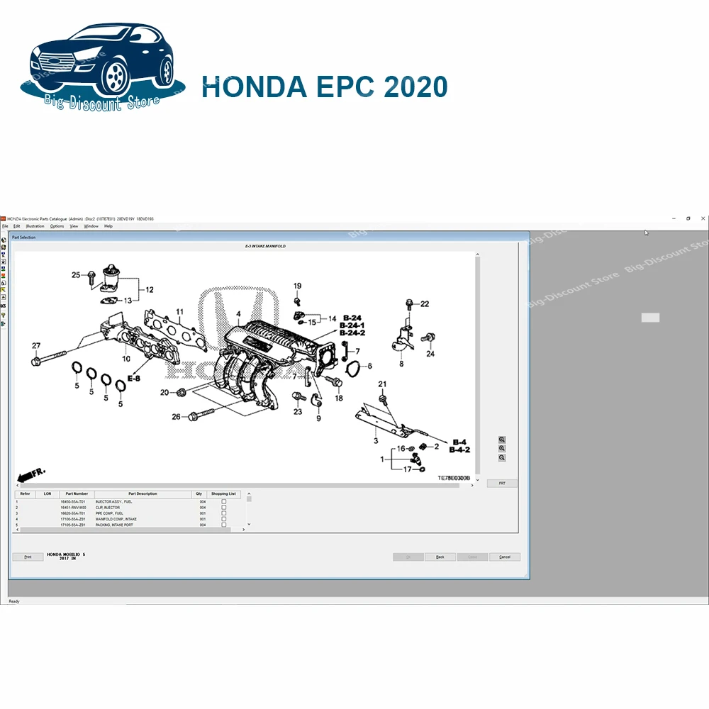 Auto Repair Software Electronic Parts Catalog Update 2020 for HO-NDA WR-V /A HONDA EPC 2020 send USB 2024 Latest software