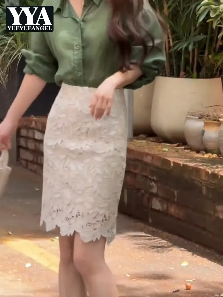 

Summer Women Slim Irregular Embroidered Flower Skirt High Waist Designer A-line Wrap Skirts Elegant Above Knee Length Skirts