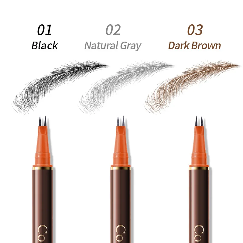 High Quality 24 Hour Four Forks Natural Water Resistant Liquid Eyebrow Pen Makeup Non-Blotting 4-Split Eyebrow Pencil Cosmetics