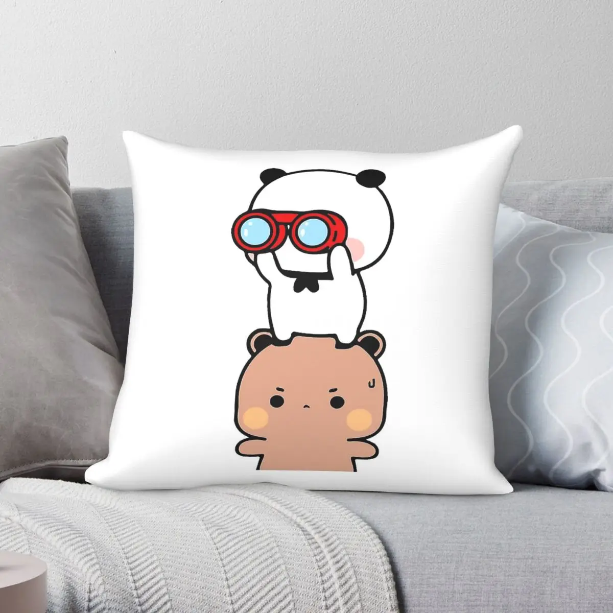 Bubu Dudu Binoculars Searching Square Pillowcase Polyester Linen Velvet Pattern Decor Throw Pillow Sofa Seater Cushion Cover