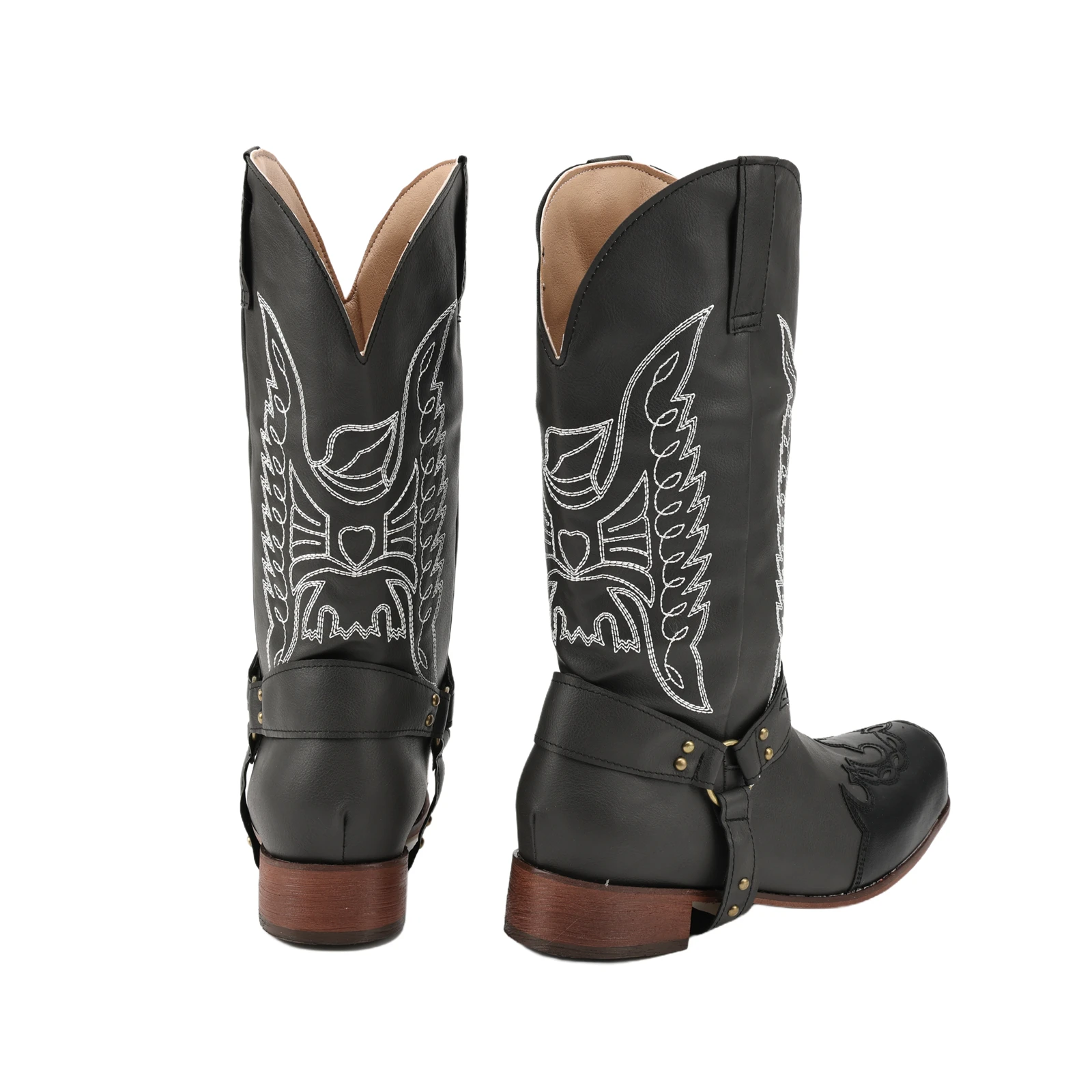 Männer Schnalle Breite Kalb Cowboy Stiefel Leder Herbst Winter Mid-kalb Retro Schuhe Brithsh Stiefel für Männer Zapatos de Hombre