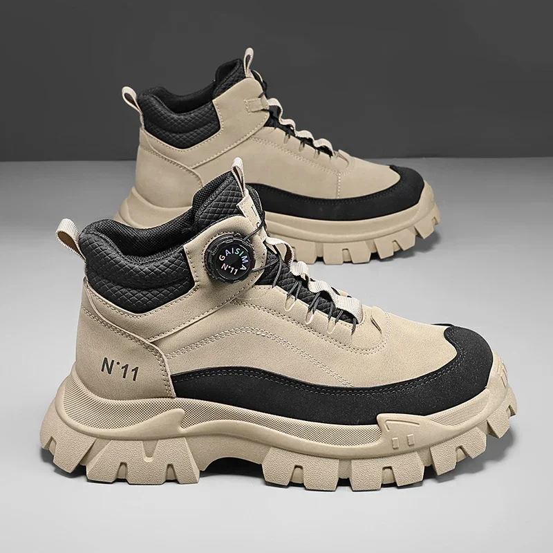 

Men's Short Boots 2024 Winter New Thick Soled Work Casual Shoes Waterproof Non-Slip Sneakers Male Tenis Shoes Outdoor Boots Men