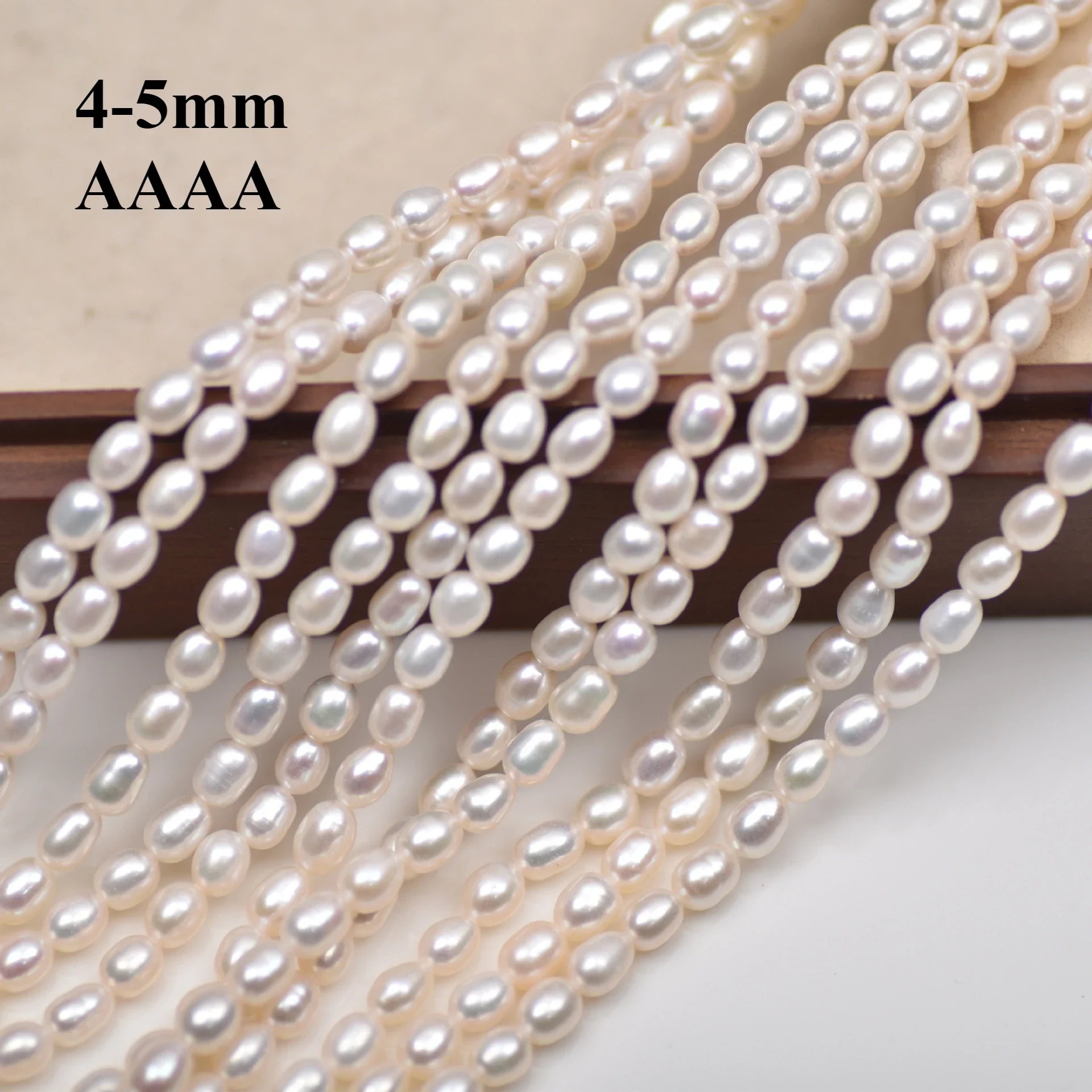 

4-5mm4A Natural Freshwater White Rice Glitter Pearl Lustrous Isolated Loose Bead Jewelry Make DIY Necklace Bracelet Accessories