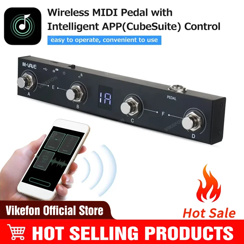 

2025 M-VAVE Chocolate MIDI Controller Rechargeable 4 Button MIDI Controller Pedal APP Control for Wireless Transmission System