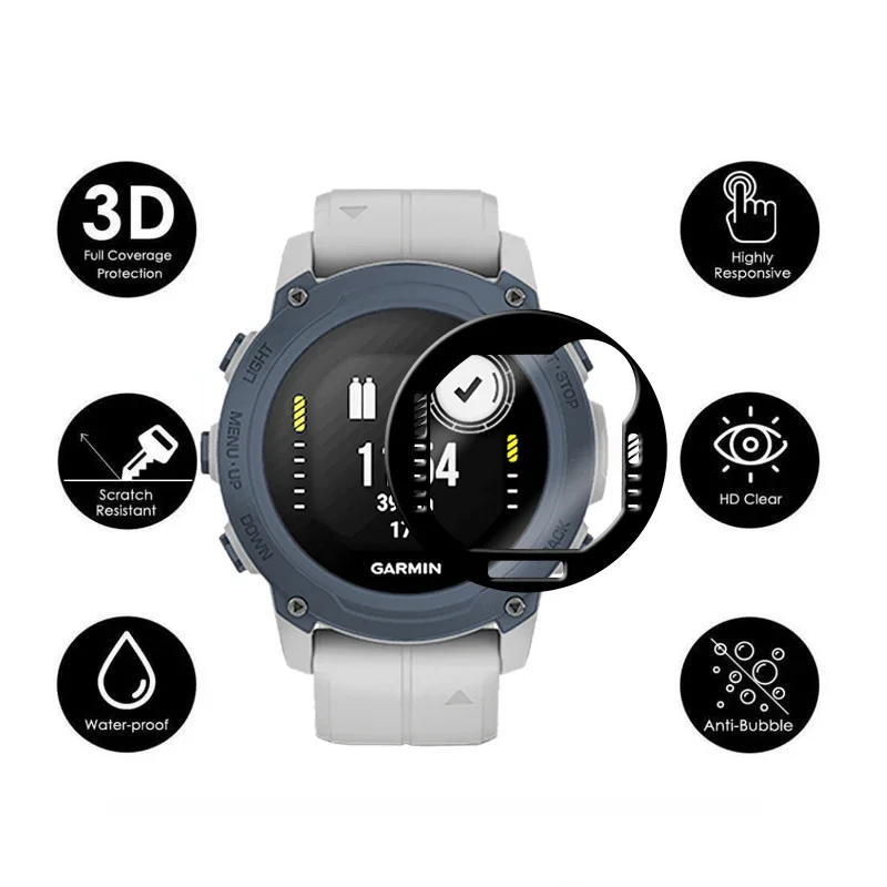 For Garmin Descent G1 SmartWatch Ultra Clear Full Cover 3D Curved Plating Soft PMMA Film Screen Protector -Not Tempered Glass