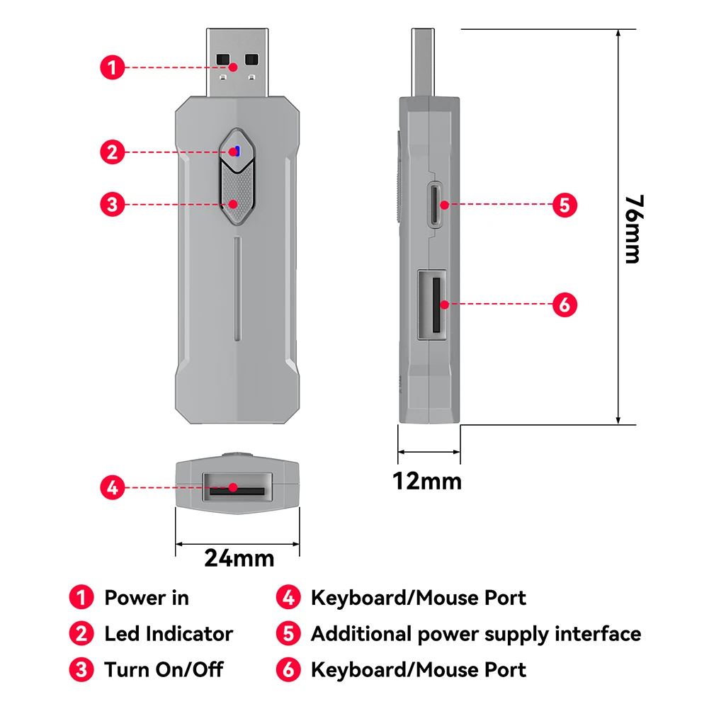 5 في 1 وحدة تحكم الهاتف المحمول الألعاب لوحة المفاتيح ماوس محول BT 5.3 ل PUBG ماوس لوحة المفاتيح محول لنظام أندرويد