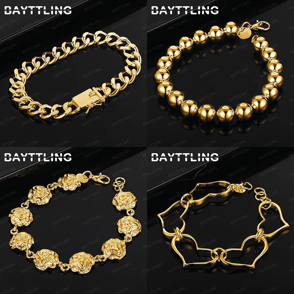

Fashion 925 Sterling Silver 18K Gold Exquisite Flower Round Bead Pendant Bracelet for Women Elegant Jewelry Wedding Accessories