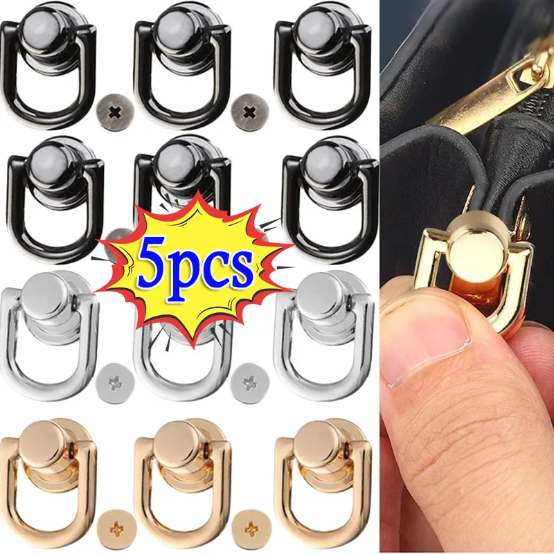 5pcs D-shaped Ring Bag Side Clip Buckles Metal Double D Buckle Handbag Chain Handles Connector Bag Strap Hardware Accessories