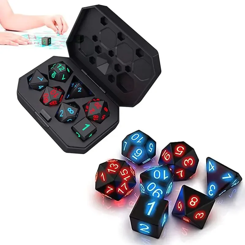 

7Pcs/set Electronic Luminous LED DND Dice Set USB Rechargeable Multiple Sided Dice for Board Game Party Entertainment Toys