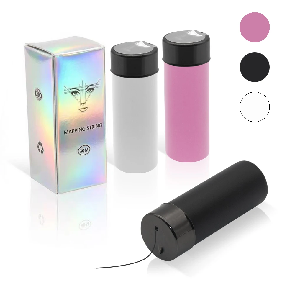 

Черная нить для разметки бровей 30 м, белая предварительно окрашенная нить для измерения и разметки симметричных бровей, инструмент для создания розовых бровей