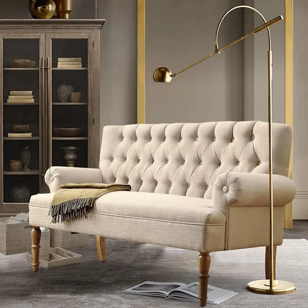 

Warm Beige Linen Loveseat Sofa for Cozy Living Rooms