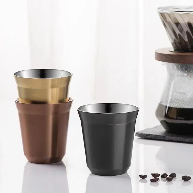 Mini-Kaffeetasse aus Edelstahl, doppelwandig, wärmeisolierende Kaffeetasse, tragbare kleine Getränkebecher