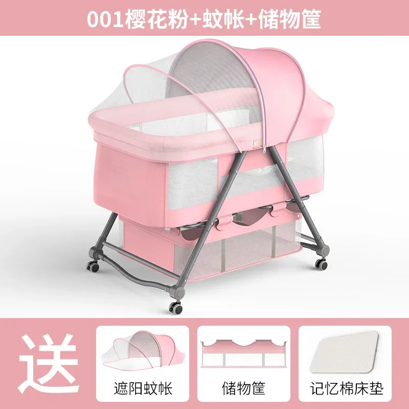 

Portable Movable Crib Foldable Height Adjustable Splicing Large Bed Baby Cradle Bed Bb Bed Anti Overflow Milk