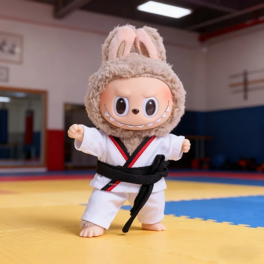 Vêtements de poupée Labubu 15/17CM, trucs Cool, déguisement de Taekwondo, accessoires de poupées assis, jeu de fête, jouets cadeaux de noël