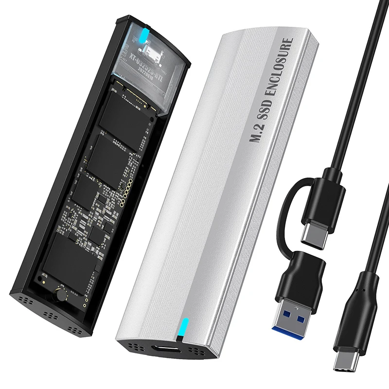

M.2 NVME PCIe /NGFF SATA Dual Protocol SSD Case 10Gbps External Hard Drive Case USB Type C Enclosure Supports M And B&M Keys
