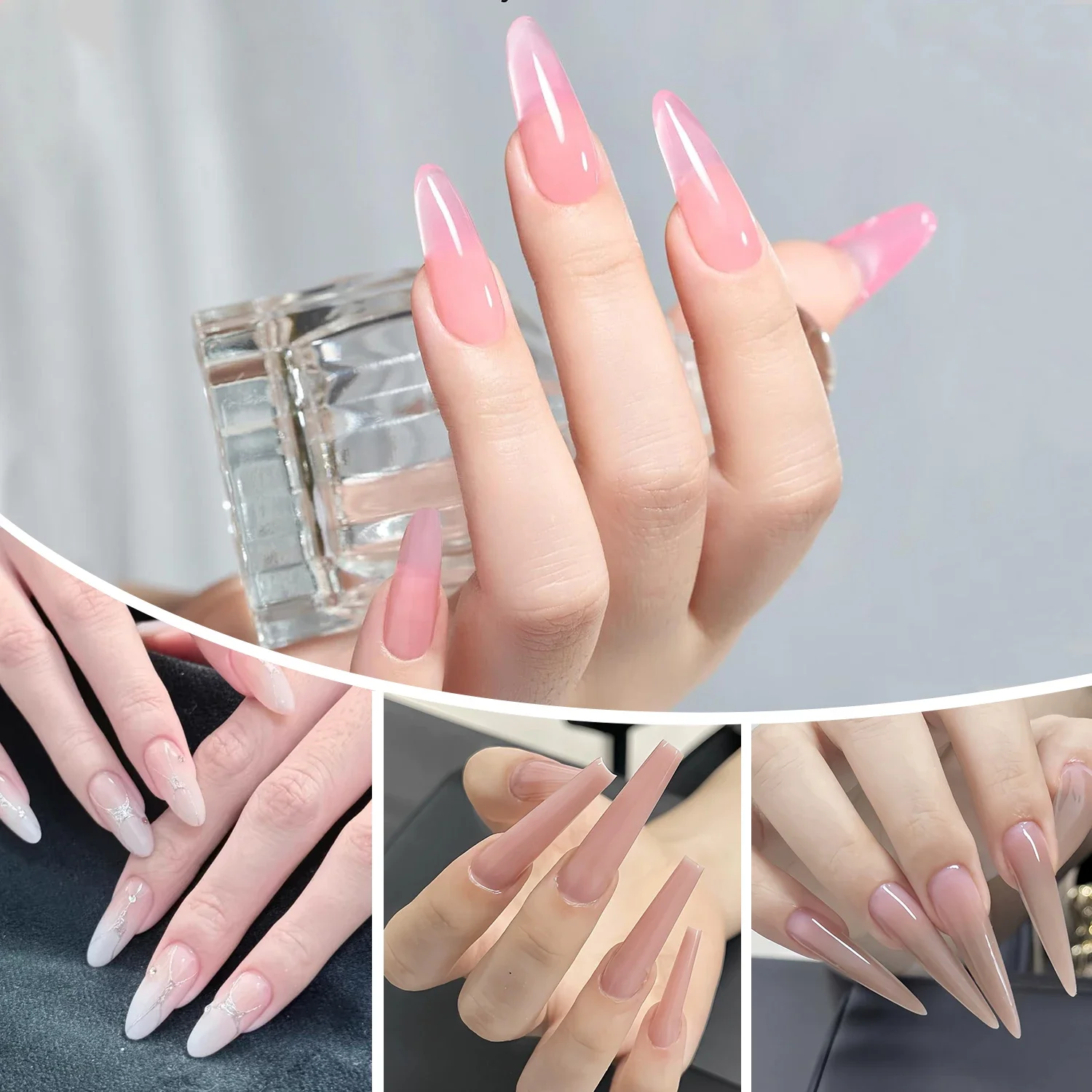 Nailpop ساندويتش مسمار أشكال مزدوجة 240 قطعة 15 أشكال الفرنسية مانيكير تمديد هلام منشئ مسمار الفن صالون أداة المهنية واضحة #6