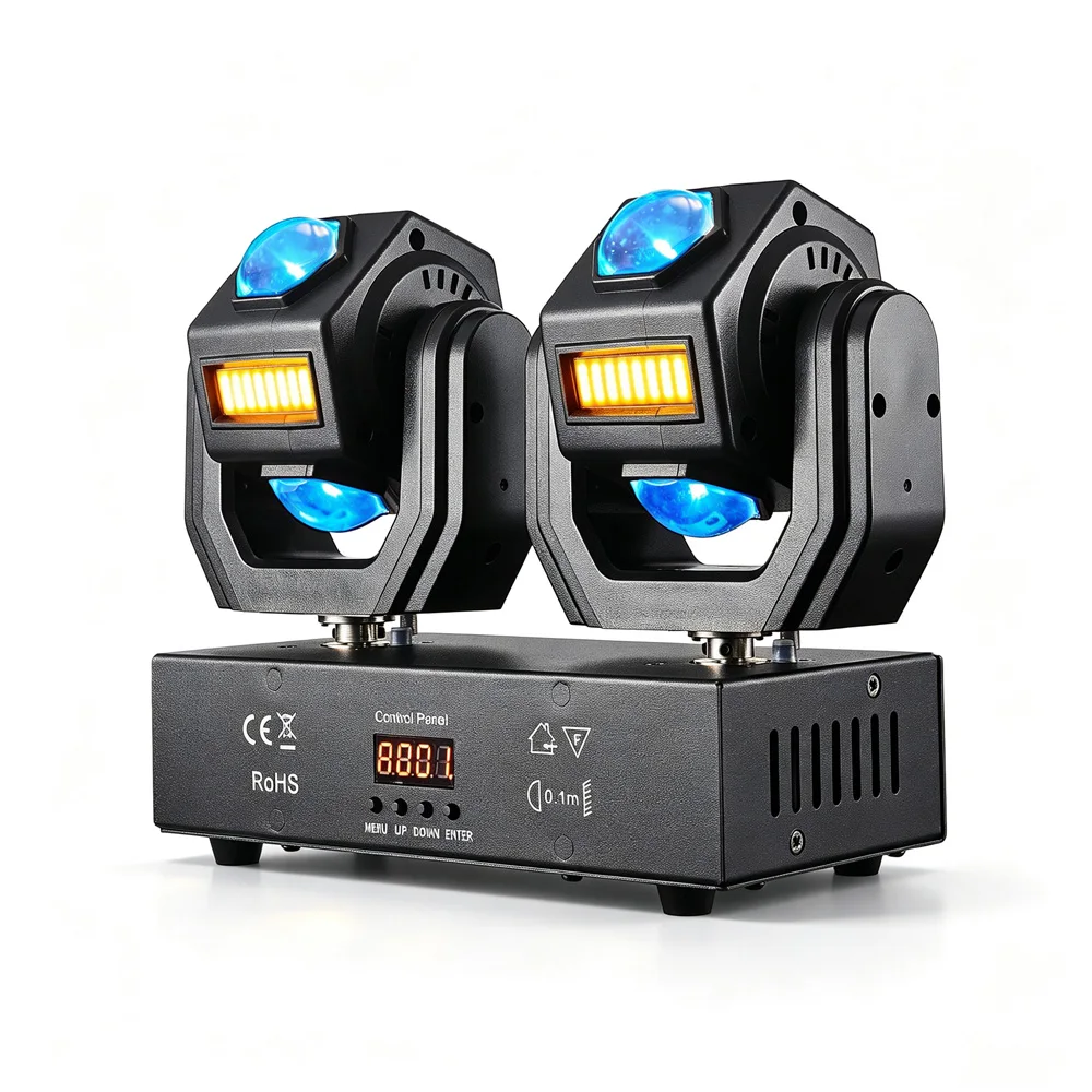 2Heads Moving Head LED 24x3W RGBW Beam + 6x10W Golden Strobe Lighting For Room Party Club Dj Disco Wedding Stage Lighting