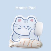 Wrist Holder Ergonomic Cat&Fish Mouse Pad Non-Slip Hand Support Cartoon Cat Keyboard Pad Silicone Cute Anti-skid Mouse Pad Gift