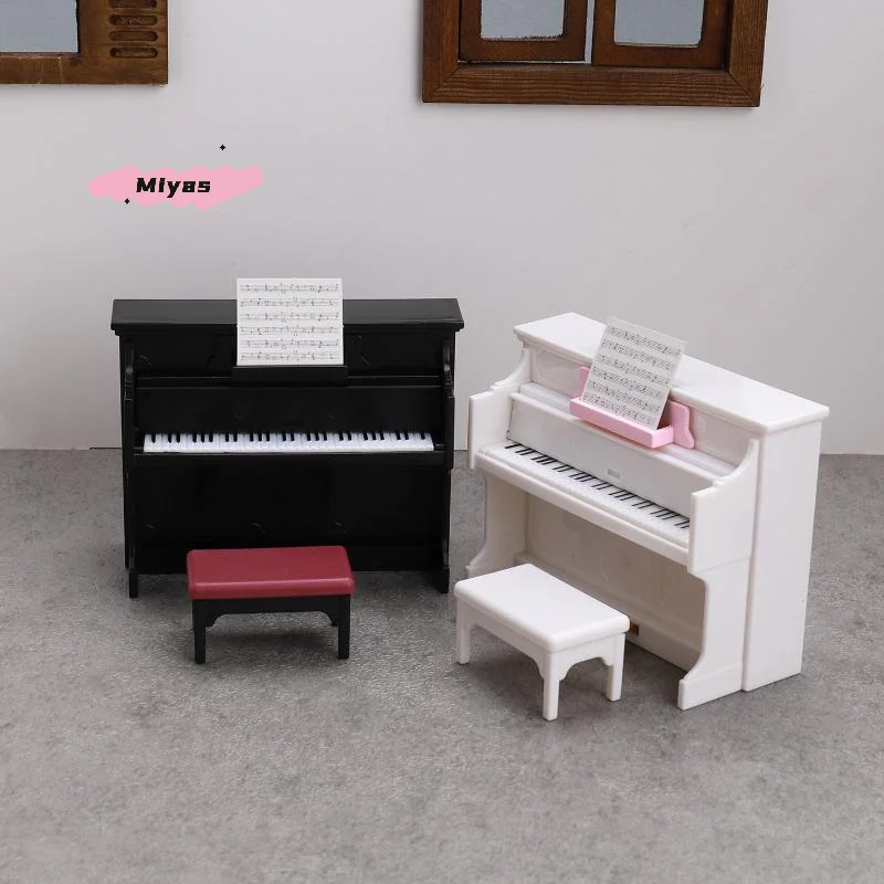1 ensemble de meubles de Piano simulé pour maison de poupée, modèle de jouet, Instruments de musique miniatures, maison de poupée, accessoires de scène de maison de jeu
