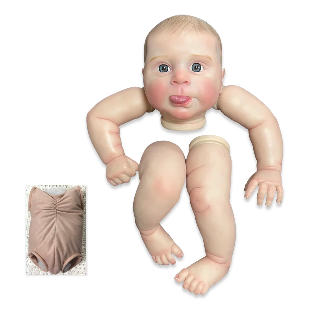 NPK 19inch Sebby Finished Reborn Doll Size Already Painted Kits Very Lifelike Baby with Cloth body Many Details Veins