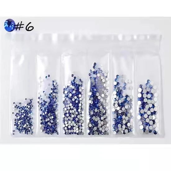 

ss3-ss10 Mix Size Super Glitter Biue Non HotFix Flat Back Glass Nail Art Rhinestones Scrapbook Cloth Bag Dress Decor