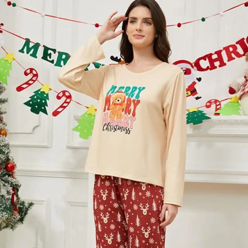 Kawaii فتاة الموضة مثير الجولة الرقبة الربيع والخريف طويلة الأكمام منامة طالب الكرتون ملابس نسائية غير رسمية فتاة Homewear #1