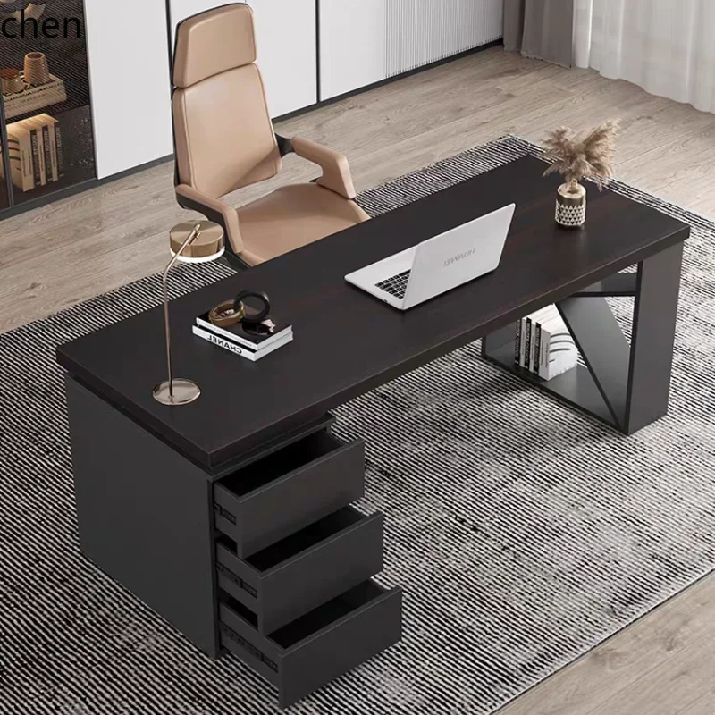 

GZ modern simple desk minimalist home study light luxury high sense solid wood computer desk writing