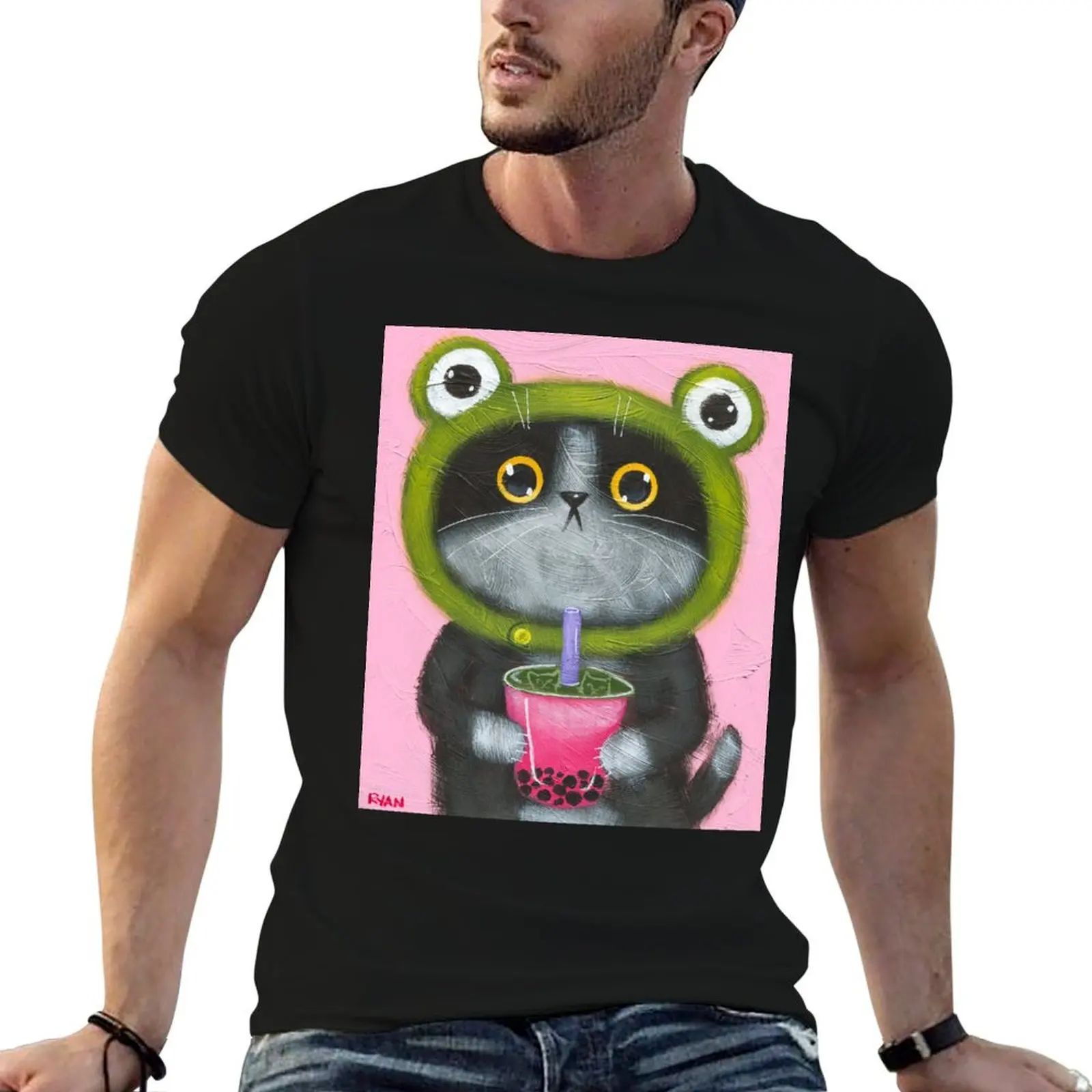 

Froggy Boba Cat T-Shirt t shirt for man printed t shirts for man cotton t shirt man T-Shirt