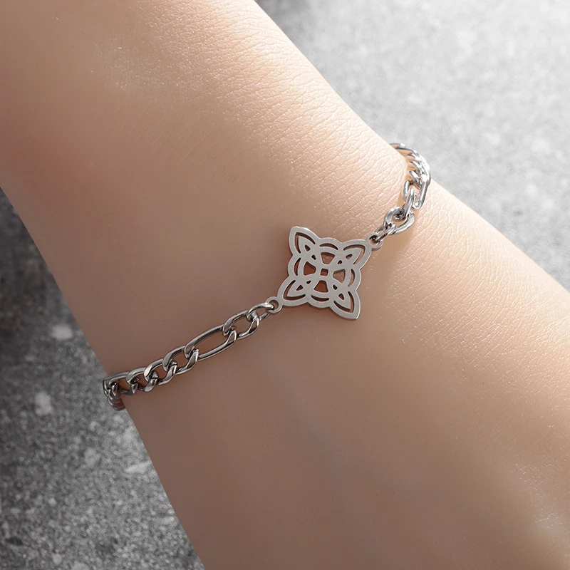 Stainless Steel Witchcraft Witch Knot Bracelet Women Lucky Knot Adjustable Bracelet Girls Lucky Amulet Jewelry