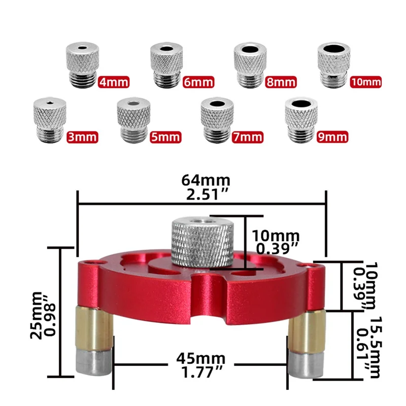 AB47-แนวตั้งหลุมJig 3-10Mm Bushingไม้Fastไม้Splicingเจาะท่องเที่ยวLocator Self-Centering Scriber