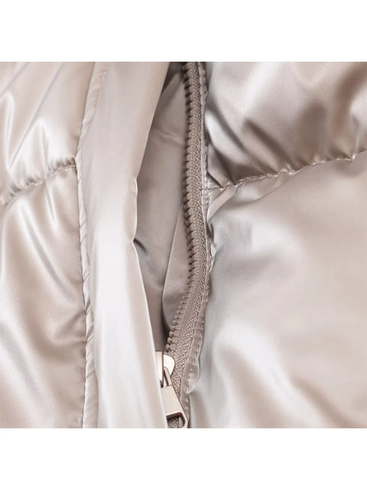 معاطف قطنية منتفخة غير رسمية جديدة للنساء بياقة واقفة وسحاب وأكمام طويلة ملابس خروج دافئة لشتاء 2025 سترة نسائية أنيقة #6