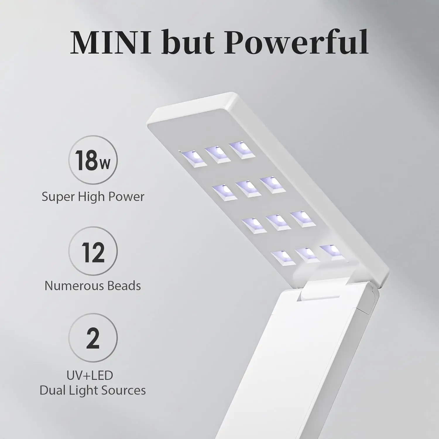 مصباح أظافر بالأشعة فوق البنفسجية بقدرة 18 وات LED معالجة سريعة، مؤقت مزدوج، من النوع C، متوافق مع جميع طلاءات الجل