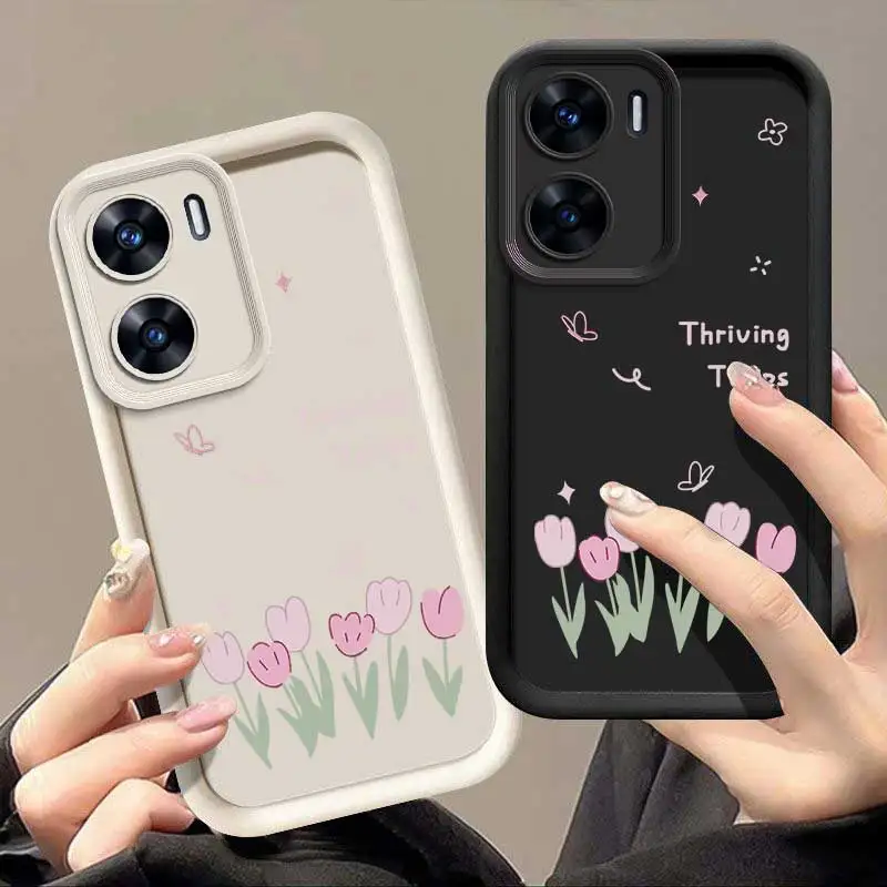 Étui Flexible décontracté tulipes prospères pour OPPO A57 4G avec caractéristiques antichoc adapté pour Reno 12 13 7 Pro 4G 5G
