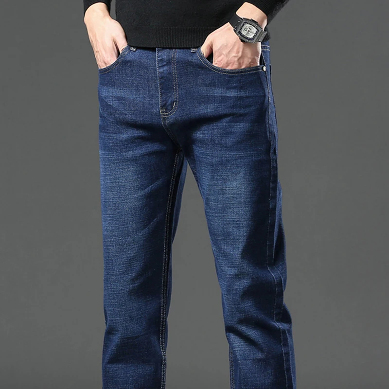 Jeans dritti in Denim da uomo per tutte le stagioni nuovi pantaloni in Denim Casual Business pantaloni quotidiani di marca classica di alta qualità