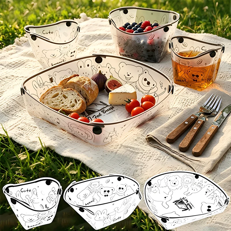 

Foldable Outdoor Plate for Camping Quick Assembly Portable Picnic Supplies Dinner Plates for Travel Backpacking Snacks Portable