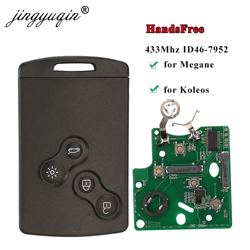 Jingyuqin HandsFree Keyless смарт-карта для Renault Megane III Fluence Laguna III Scenic Clio Captur Koleos 433MHz FSK PCF7952 Key Remote