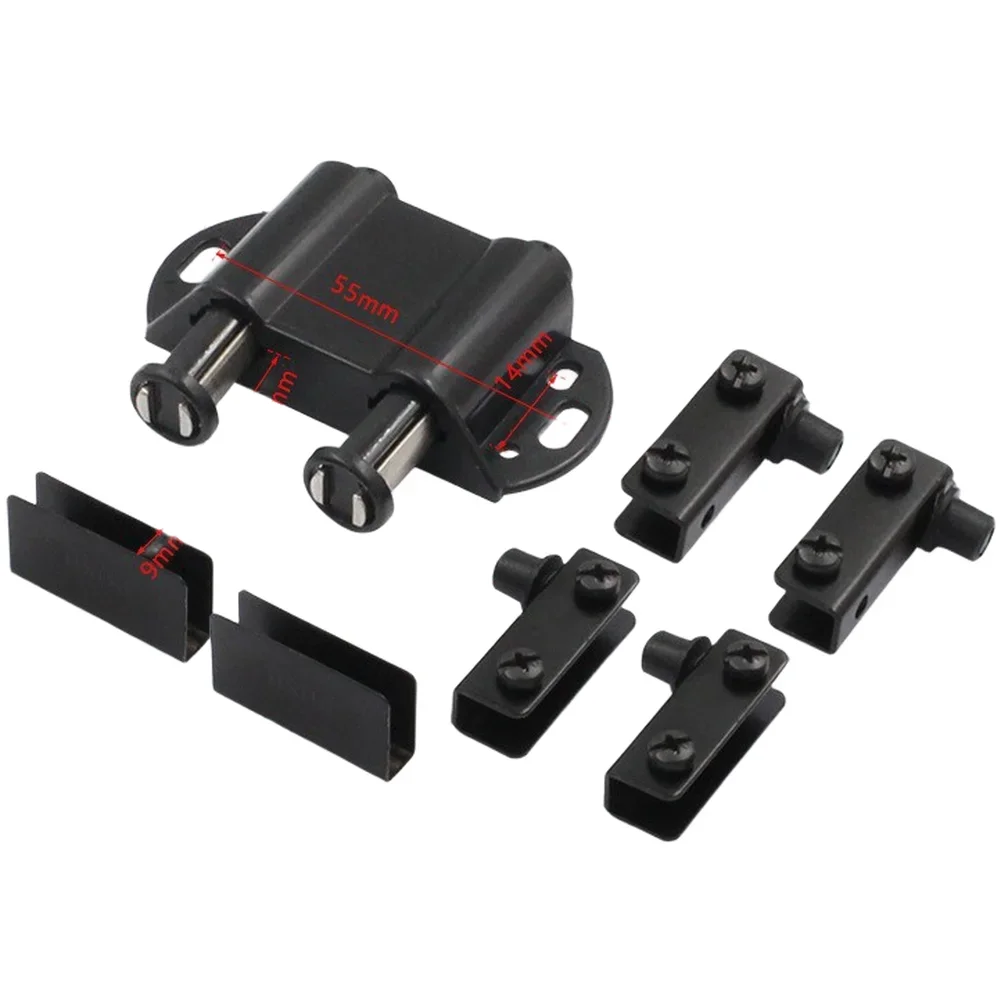 Concealed Touch Latch Magnetic Catch For For Single Glass Door Stable Four Hole Fixing System Silent Press To Open Stainless ABS
