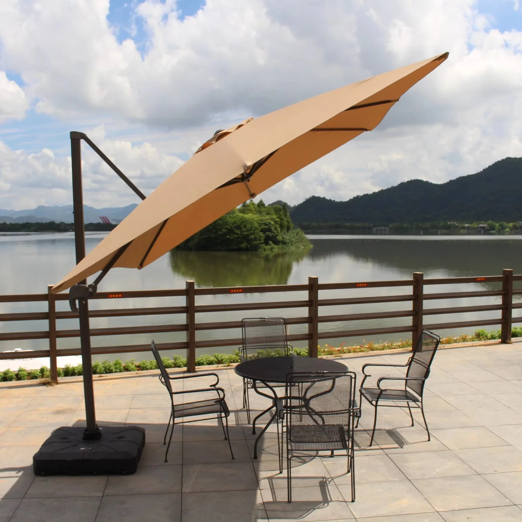 

Outdoor Aluminium Roma Umbrella 3*3M Double Layer Sun Parasol Hanging Waterproof Cantilever Garden Restaurant Patio