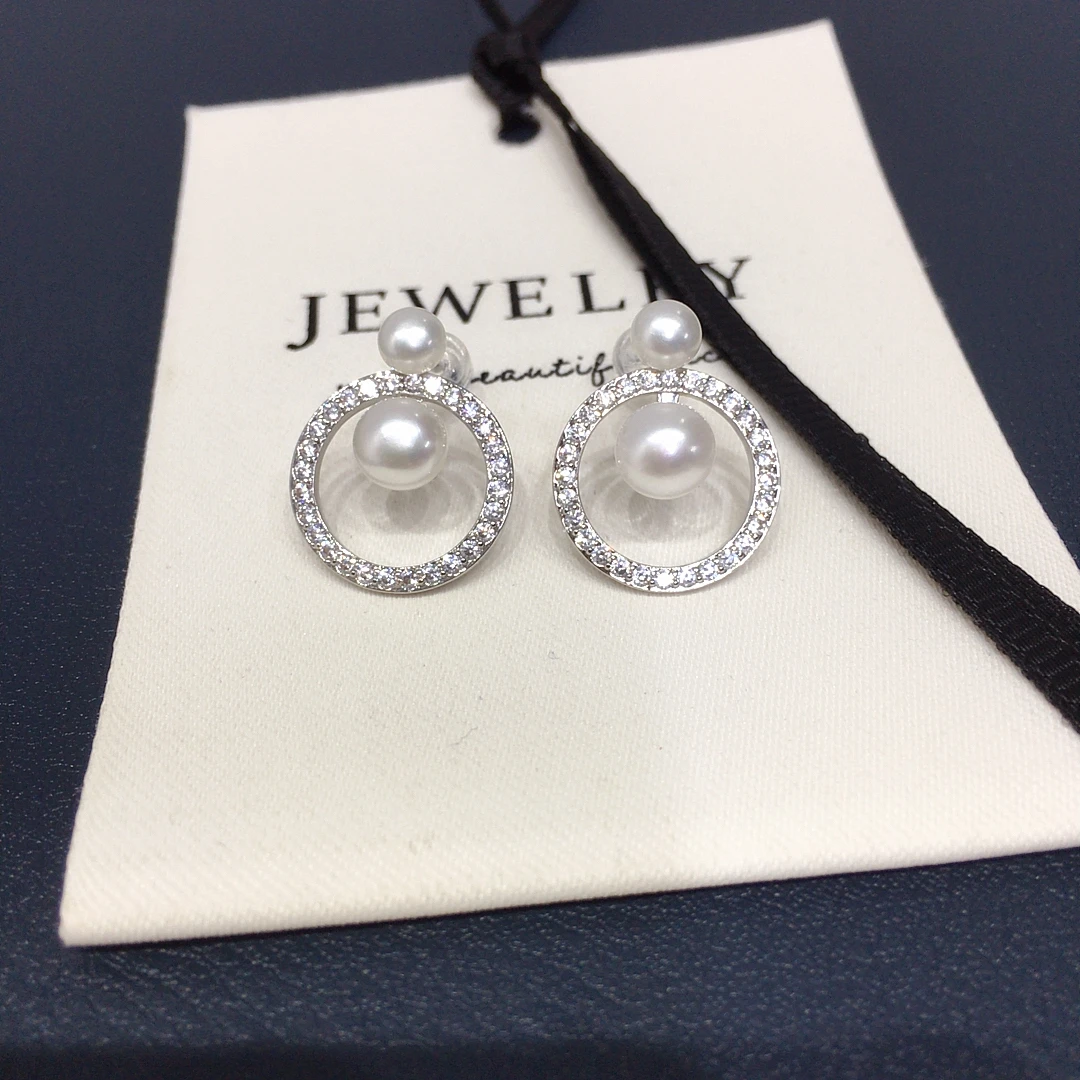 

ZHBORUINI 4-4.5/6-6.5mm Double Pearl Temperament Freshwater Pearl Earrings Rotundity Zircon Bread Beads Fashion Jewelry Gift