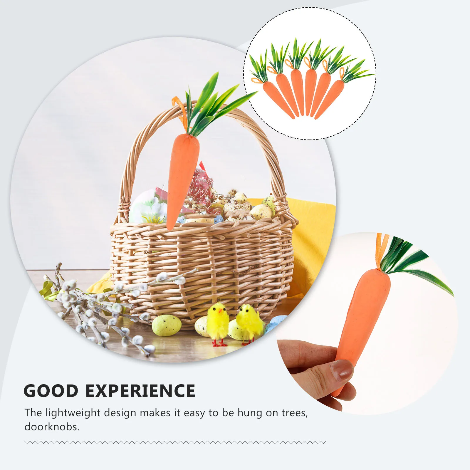 

6Pcs Easter Carrot Hanging Decorations Foam Pendants for Tree Wall Door Easter Party Decor Hanging Carrot Ornaments