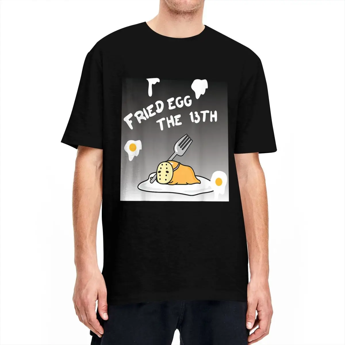 Gudetama Fried Egg The 13th Halloween Men Women T Shirt Funny Tees Short Sleeve Crew Neck T-Shirt Cotton Birthday Gift Clothes