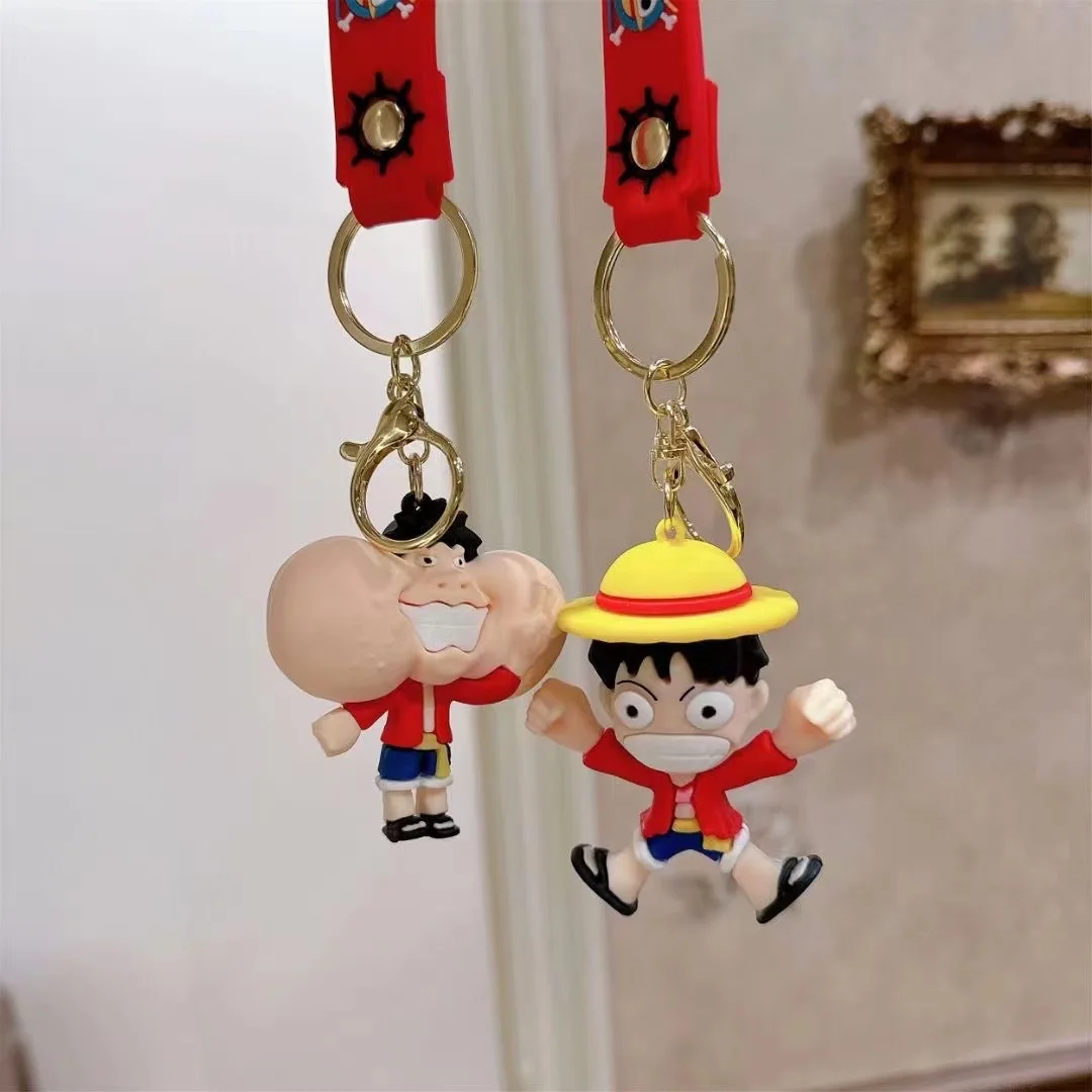 Anime Een Stuk Cartoon Sleutelhanger Mode Sieraden Luffy Action Figures Pvc Model Sleutelhanger Tas Rugzak Accessoires